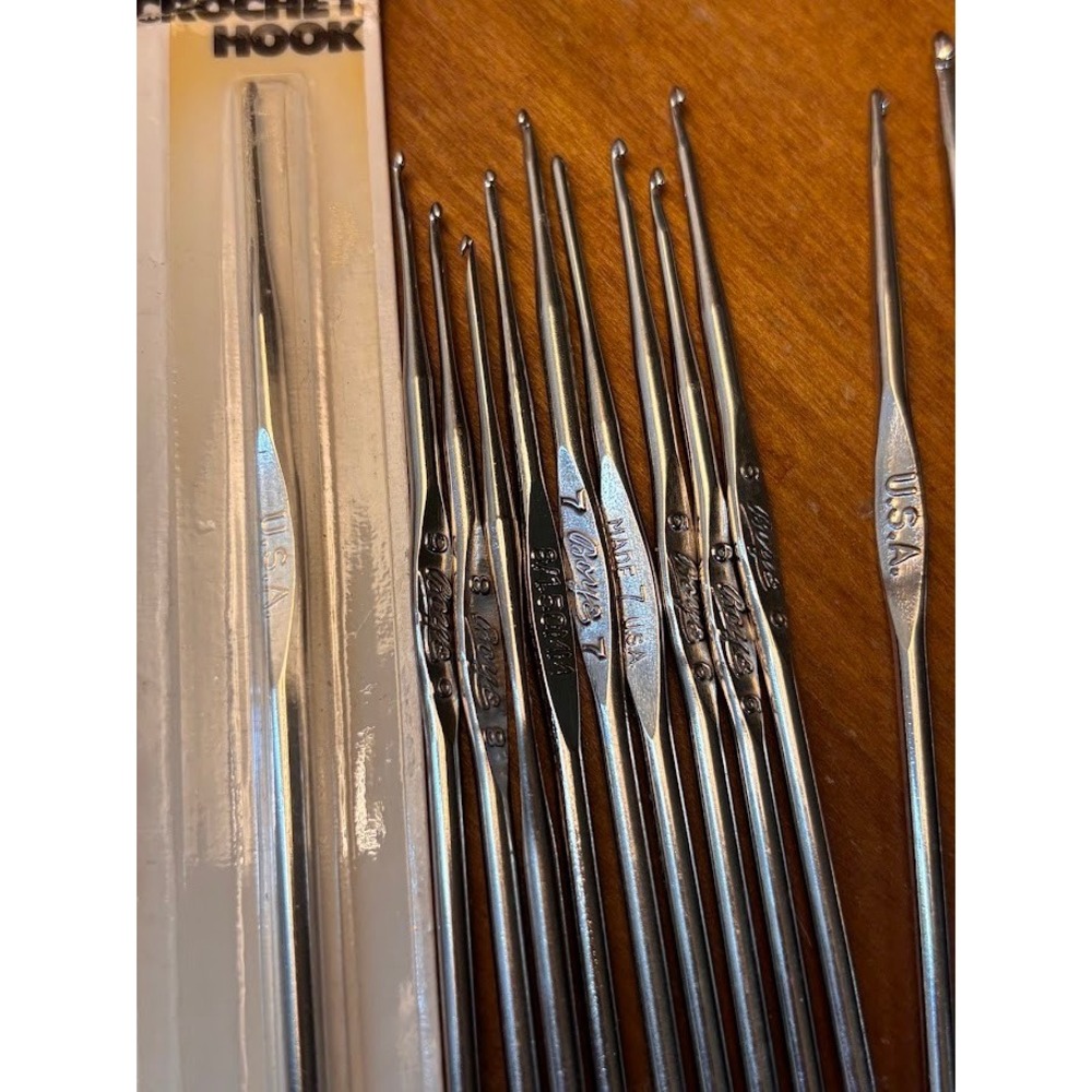 Vintage Boye Steel Crochet Hooks Lot USA Sizes 0 2 6 7 8 9 10 Lace Thread - Picture 5 of 9
